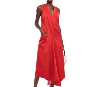NWT- Tibi Red Midi Dress with Large Pockets and built in Bra